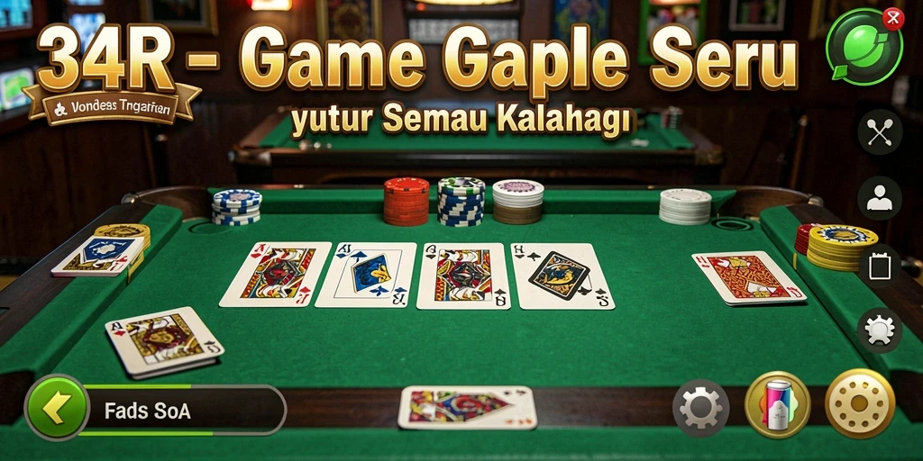Tampilan gameplay seru Gaple dalam 34R yang menantang.