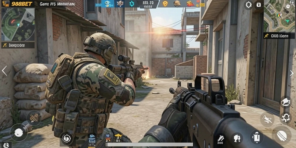 Gameplay mendebarkan di 988BET dengan aksi menembak cepat.