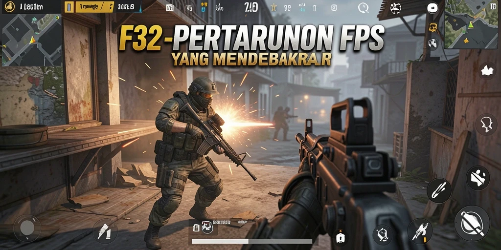 Tampilan gameplay menegangkan dalam F32 yang penuh aksi.