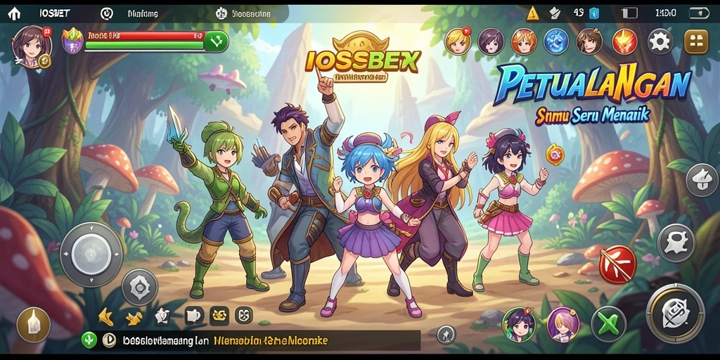 Tangkapan layar gameplay IOSBET menampilkan karakter anime yang beraksi.