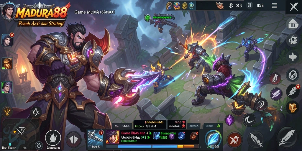 Gameplay seru MADURA88 dengan pertarungan tim yang intens.