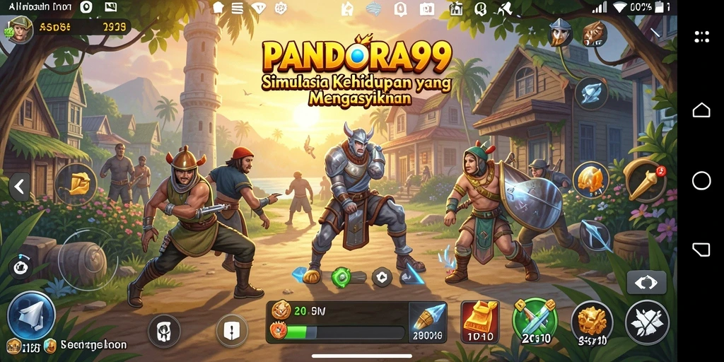 Screenshot utama PANDORA99 menampilkan gameplay simulasi yang seru.