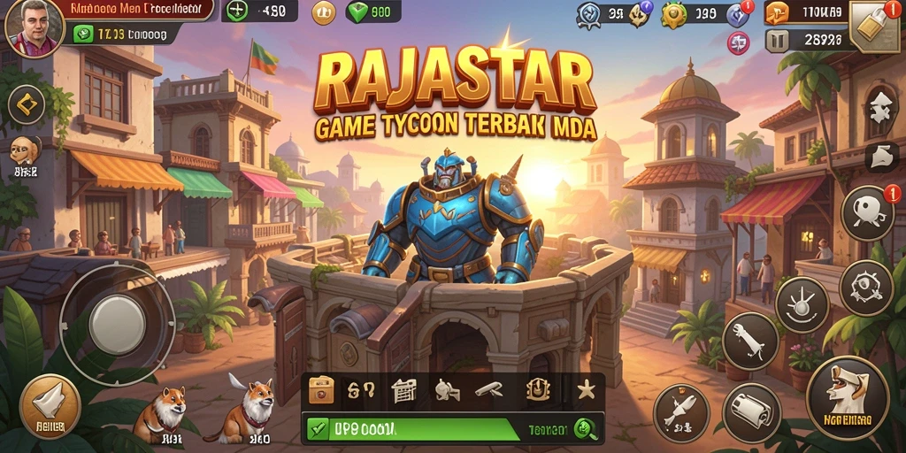 Tampilan gameplay seru RAJASTAR dengan elemen Tycoon yang menarik.
