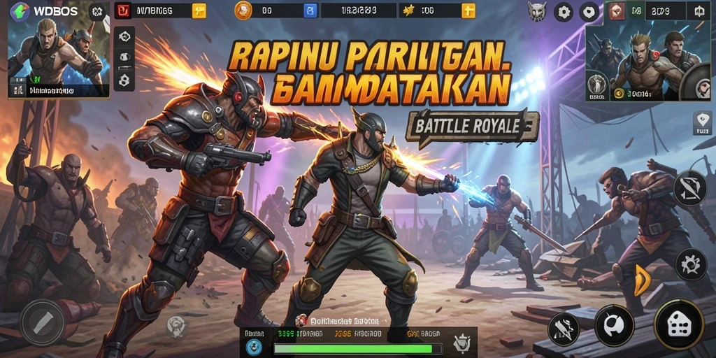 Screenshot gameplay WDBOS menampilkan aksi intense Battle Royale.